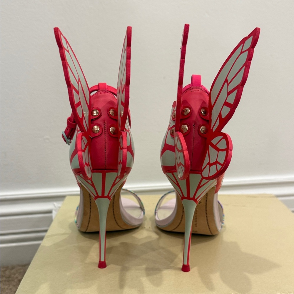 Sophia Webster Butterfly Heels 37 Holographic Strap Iconic Angel Wings Sandals - Picture 2 of 12